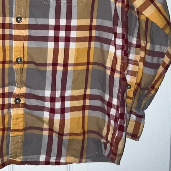 Eddie Bauer Kids Plaid Button Down Shirt yellow burgundy gray white boy's size 7 - Picture 4 of 16
